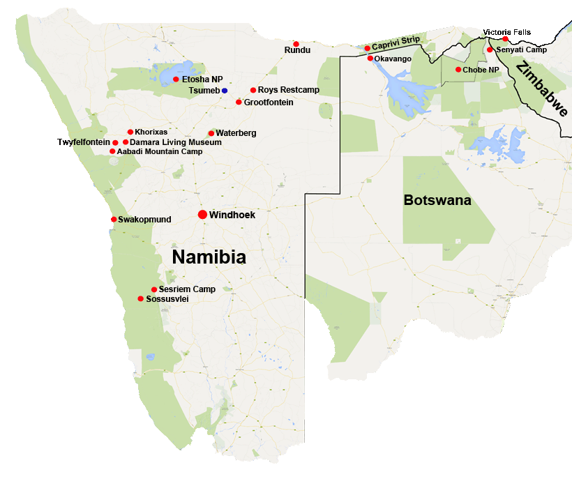 Karte Namibia und Botswana